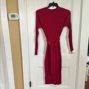 Ann Taylor Red Long Sleeve Knit Dress